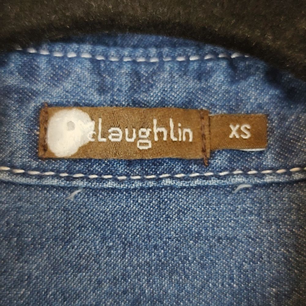 J. Mclaughlin Collared Button Front Frayedhem Den… - image 2